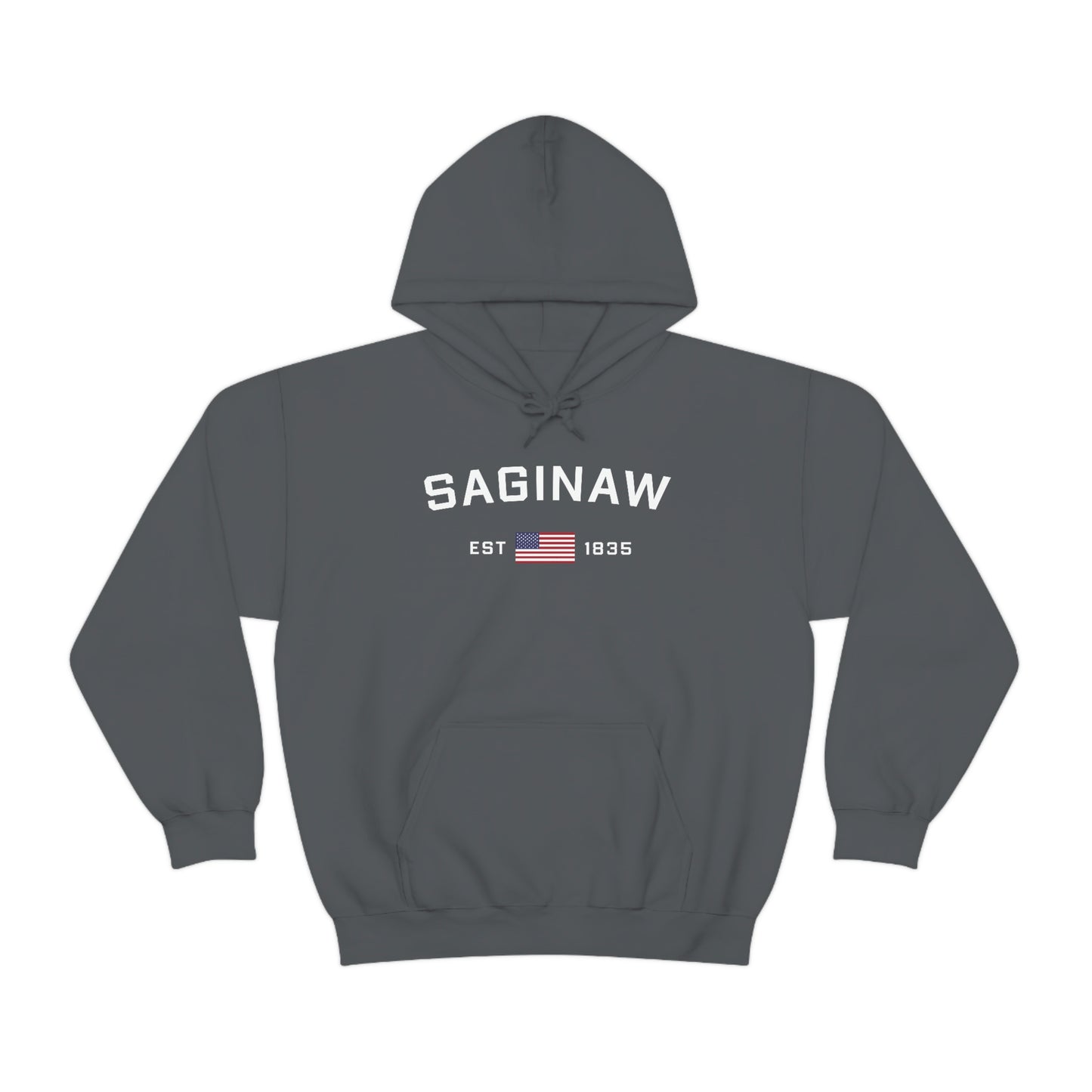 'Saginaw EST 1835' Hoodie (w/USA Flag Outline) | Unisex Standard