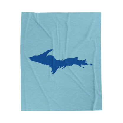 Michigan Upper Peninsula Plush Blanket (w/ Azure UP Outline) | '58 Caddie Blue