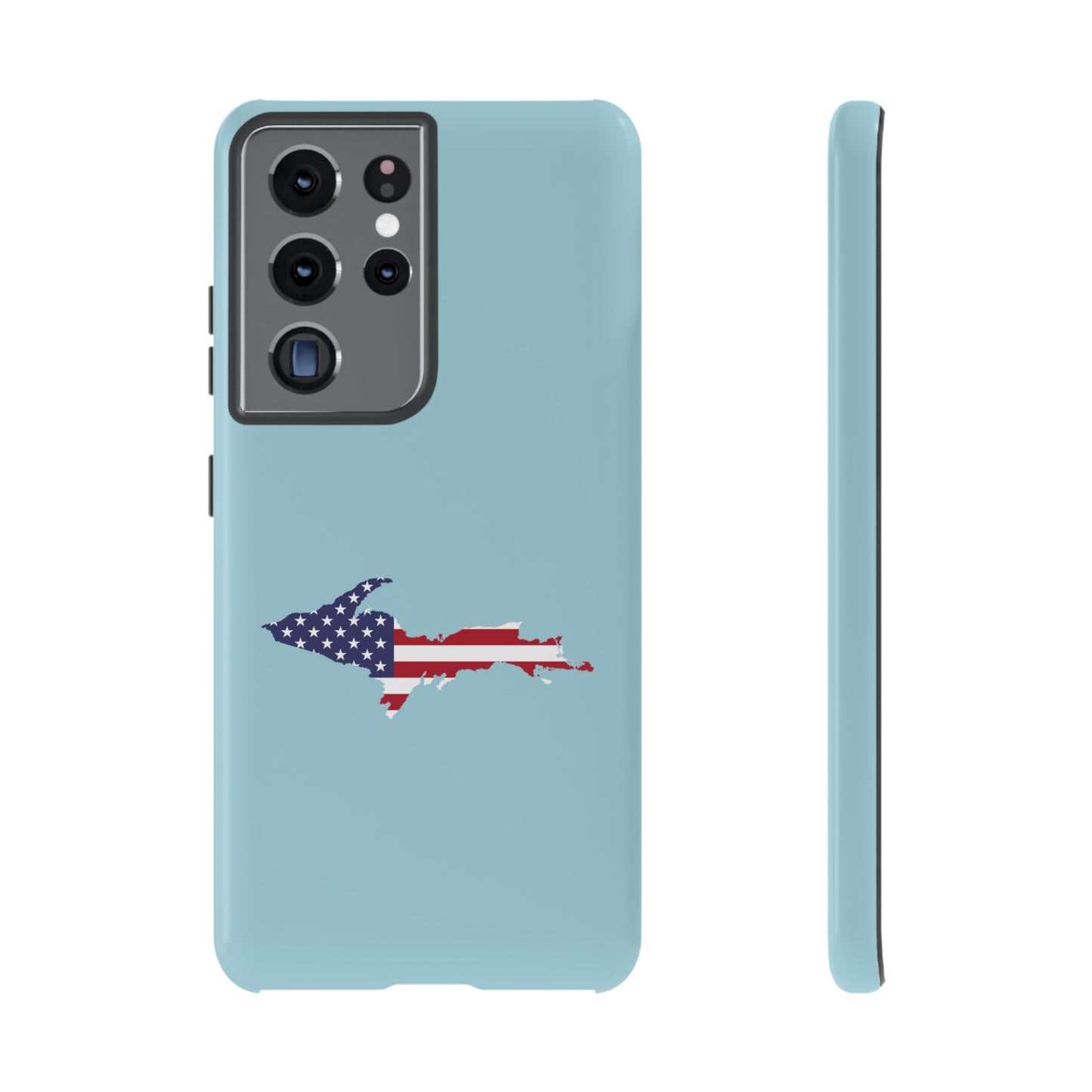 Michigan Upper Peninsula Tough Phone Case ('58 Caddie Blue w/ UP USA Flag Outline) | Samsung & Pixel Android