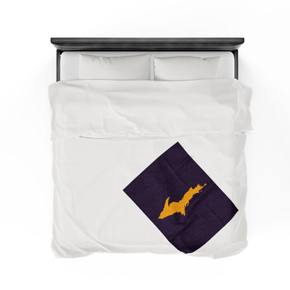 Michigan Upper Peninsula Plush Blanket (w/ Gold UP Outline) | Blackcurrant Color