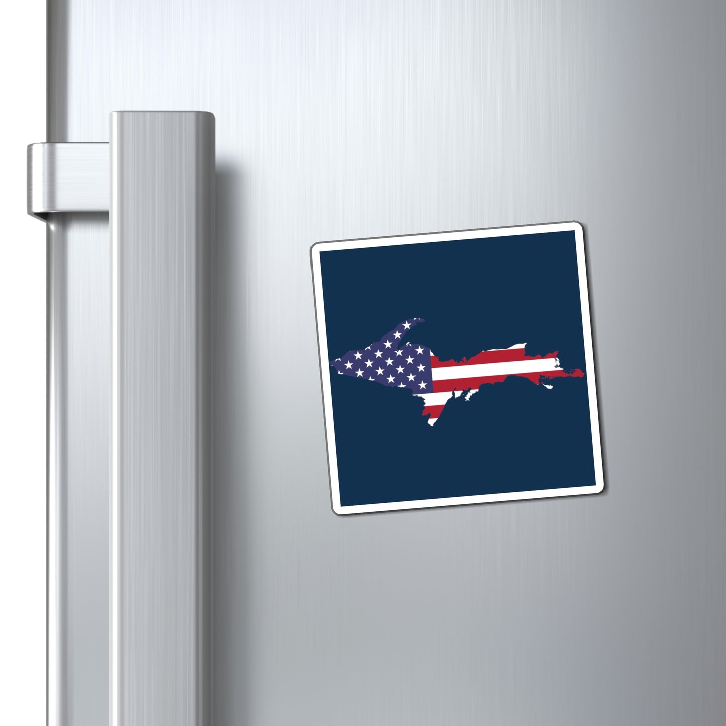 Michigan Upper Peninsula Square Magnet (Navy w/ UP USA Flag Outline)