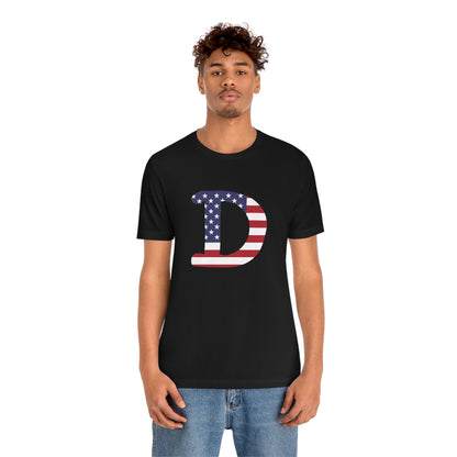 Detroit 'Old French D' T-Shirt (w/ USA Flag Outline) | Unisex Standard Fit