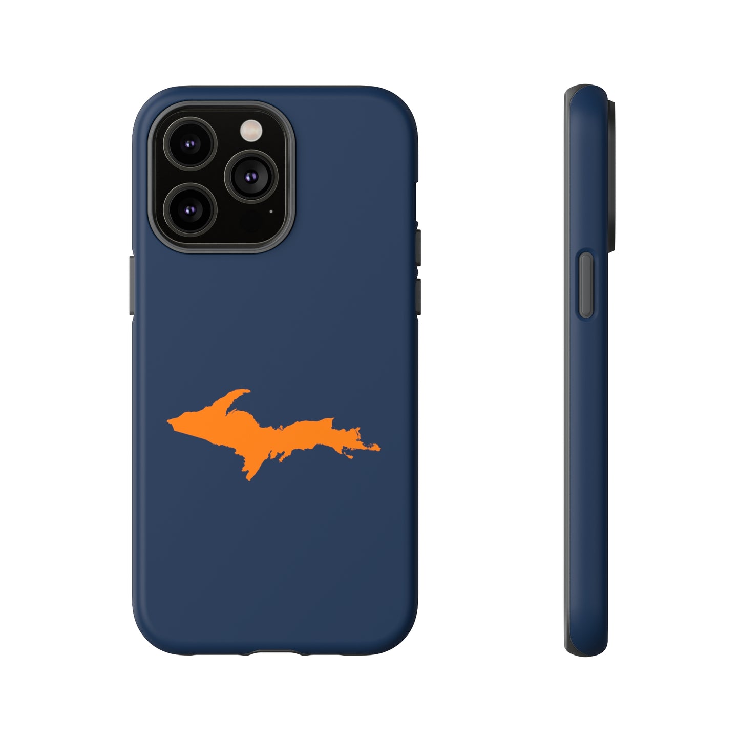 Michigan Upper Peninsula Tough Phone Case (Navy w/ Orange UP Outline) | Apple iPhone