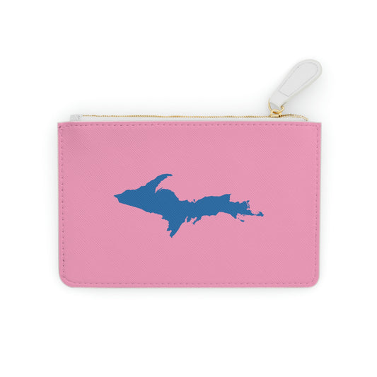 Michigan Upper Peninsula Mini Clutch Bag ('67 Caddie Pink w/ Azure UP Outline)