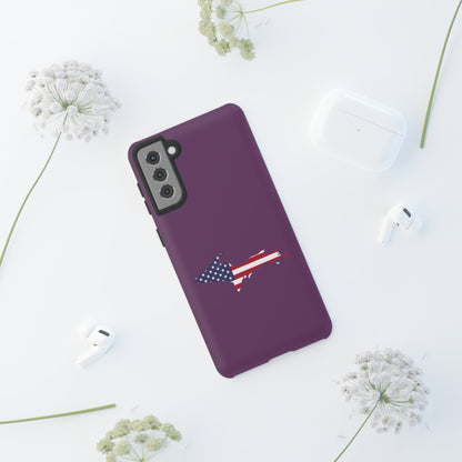 Michigan Upper Peninsula Tough Phone Case (Plum w/ UP USA Flag Outline) | Samsung & Pixel Android