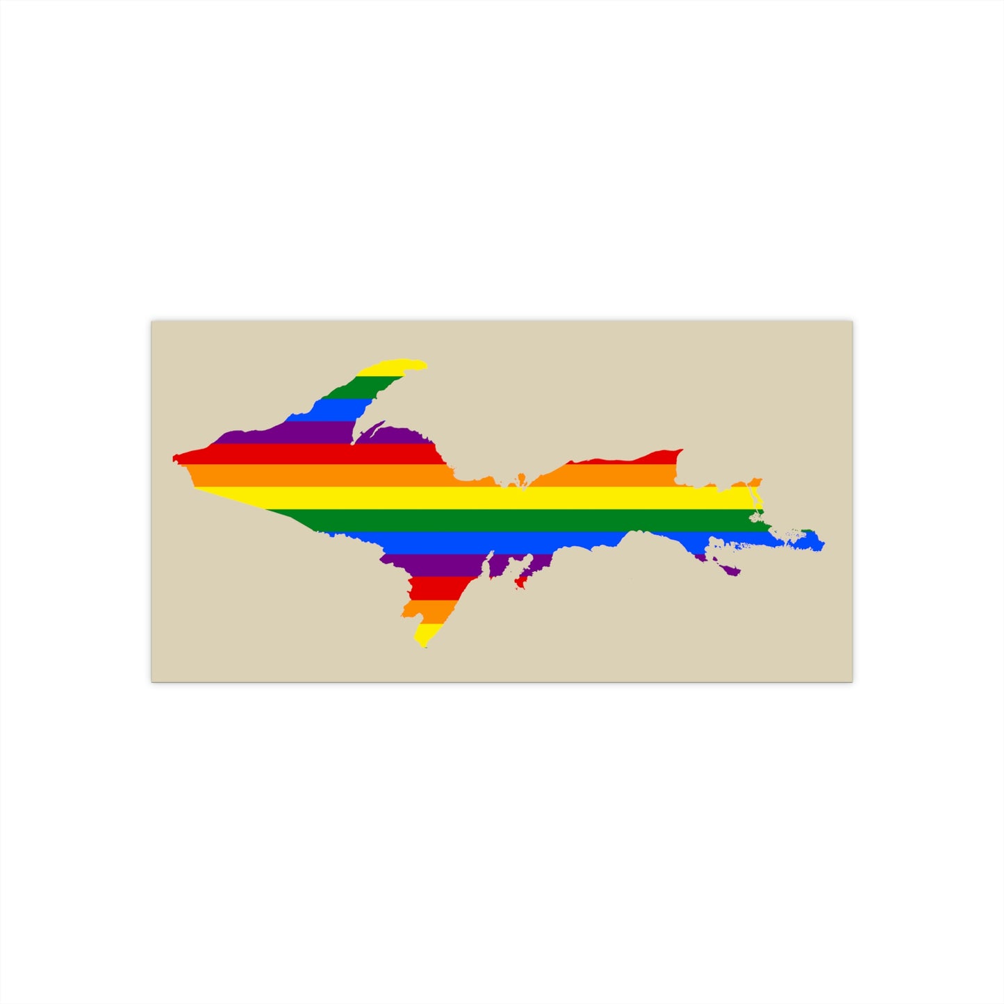 Michigan Upper Peninsula Bumper Stickers (w/ UP Pride Flag Outline) | Canvas-Color Background