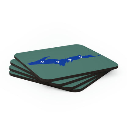 Michigan Upper Peninsula Coaster Set (Copper Green w/ UP Quebec Flag Outline) | Corkwood - 4 pack