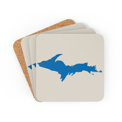 Michigan Upper Peninsula Coaster Set (Canvas Color w/ Azure UP Outline) | Corkwood - 4 pack