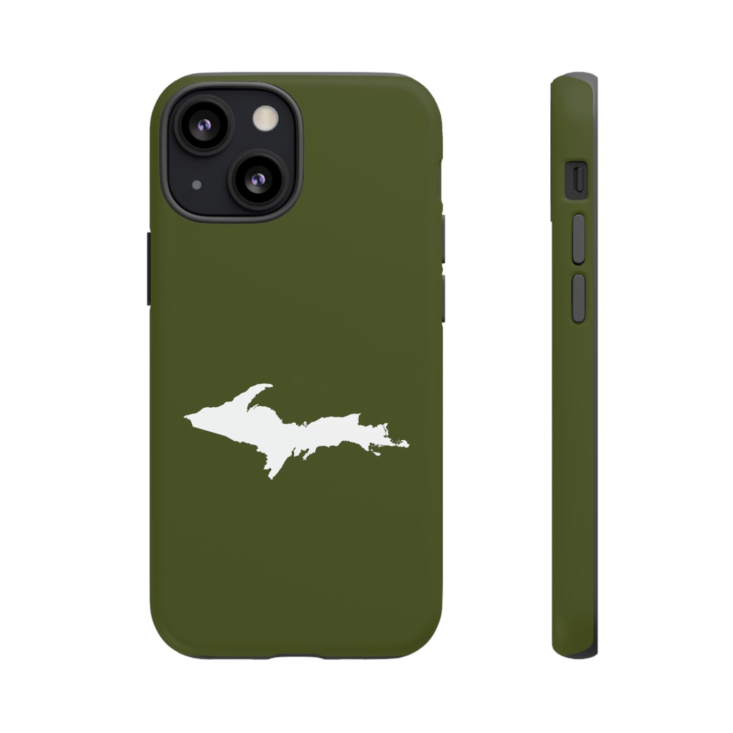 Michigan Upper Peninsula Tough Phone Case (Army Green w/ UP Outline) | Apple iPhone