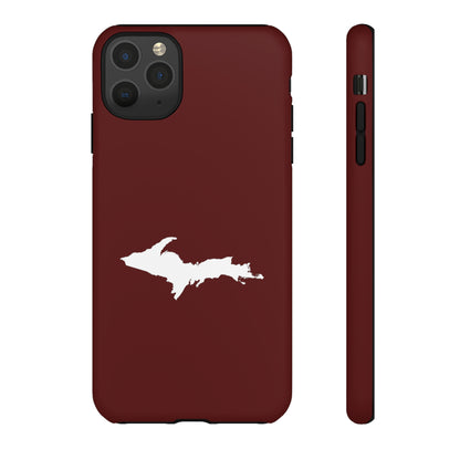 Michigan Upper Peninsula Tough Phone Case (Cherrywood Red w/ UP Outline) | Apple iPhone