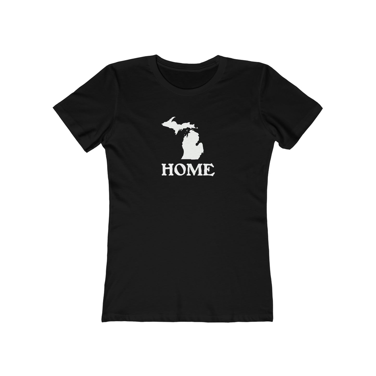 Michigan 'Home' T-Shirt (Woodcut Font) | Women's Boyfriend Cut