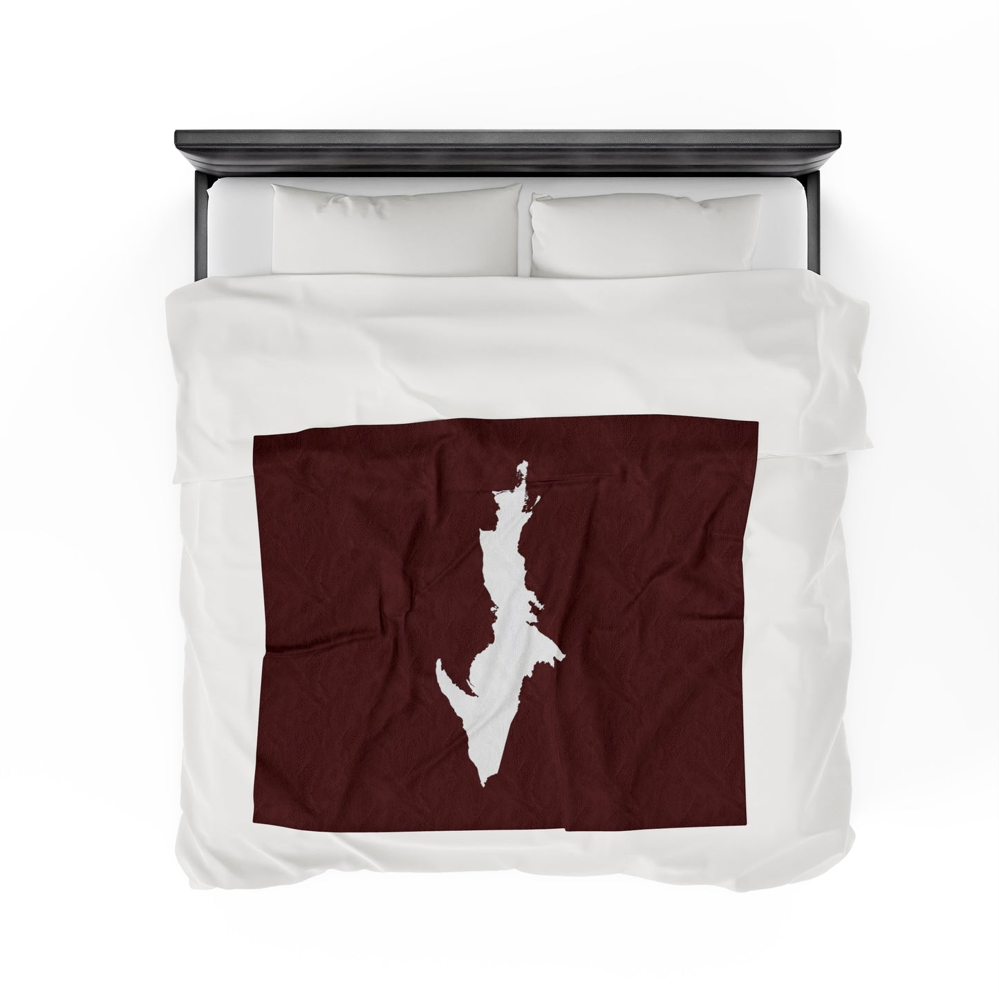 Michigan Upper Peninsula Plush Blanket (w/ UP Outline) | Cherrywood Color