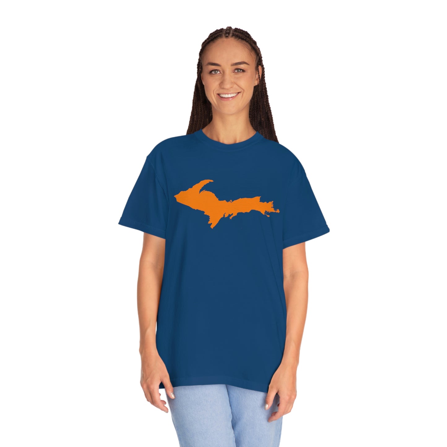 Michigan Upper Peninsula T-Shirt (w/ Orange UP Outline) | Unisex Garment-Dyed