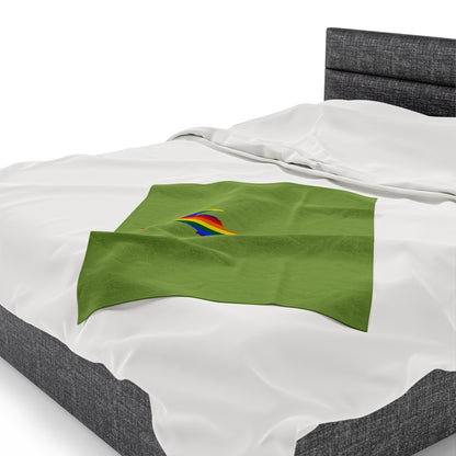 Michigan Upper Peninsula Plush Blanket (w/ UP Pride Flag Outline) | Gooseberry Green