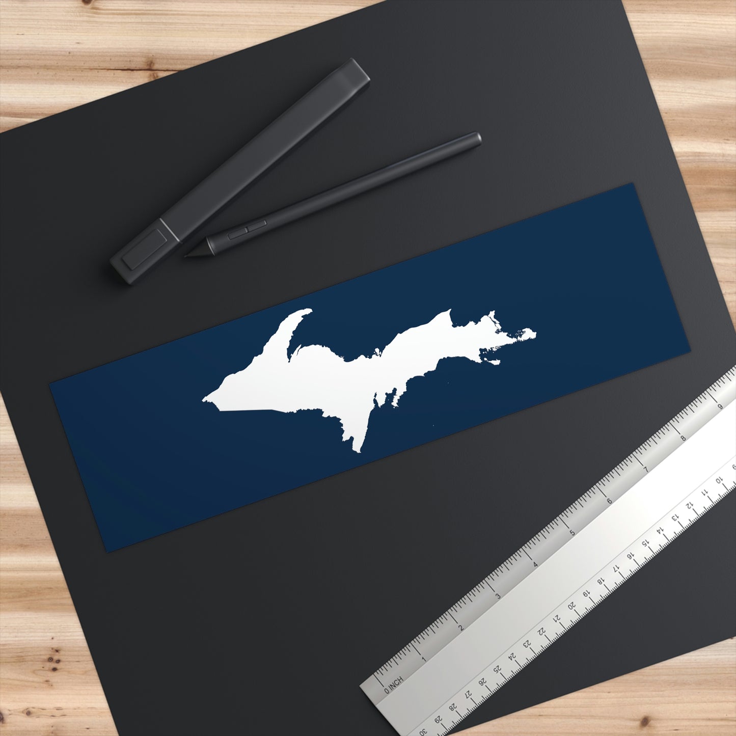 Michigan Upper Peninsula Bumper Sticker (w/ UP Outline) | Navy Background