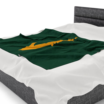 Michigan Upper Peninsula Plush Blanket (w/ Gold UP Outline) | Superior Green