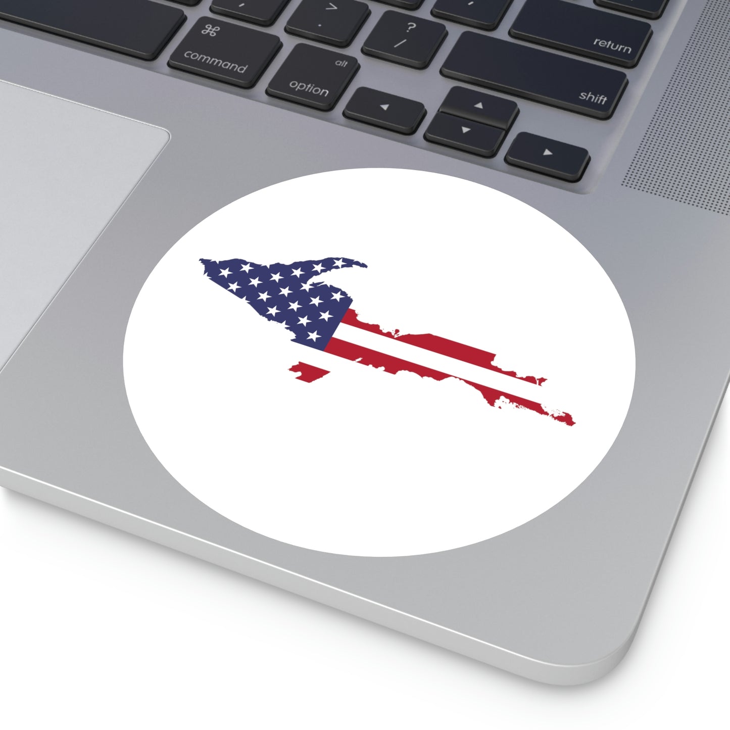 Michigan Upper Peninsula Round Stickers (w/ UP USA Flag Outline) | Indoor\Outdoor