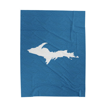 Michigan Upper Peninsula Plush Blanket (w/ UP Outline) | Lake Michigan Blue