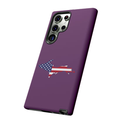 Michigan Upper Peninsula Tough Phone Case (Plum w/ UP USA Flag Outline) | Samsung & Pixel Android