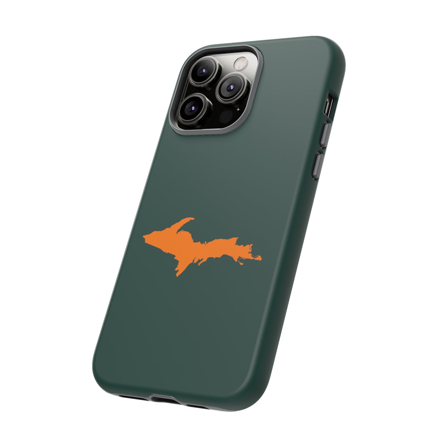 Michigan Upper Peninsula Tough Phone Case (Green w/ Orange UP Outline) | Apple iPhone