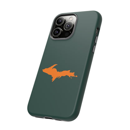 Michigan Upper Peninsula Tough Phone Case (Green w/ Orange UP Outline) | Apple iPhone