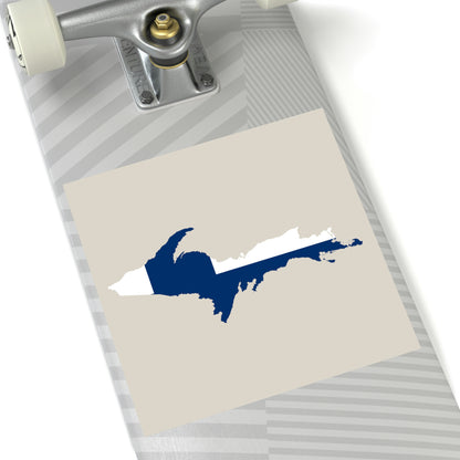 Michigan Upper Peninsula Square Sticker (Canvas Color w/ UP Finland Flag Outline) | Indoor/Outdoor