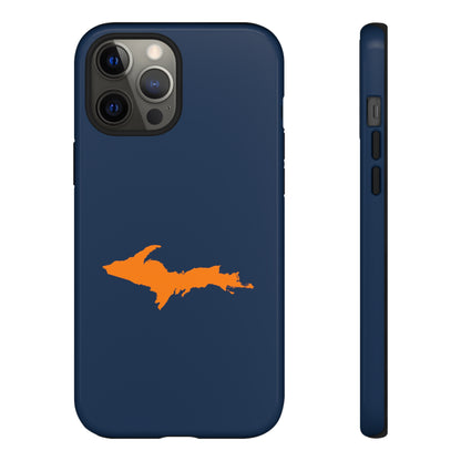 Michigan Upper Peninsula Tough Phone Case (Navy w/ Orange UP Outline) | Apple iPhone