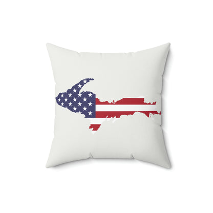 Michigan Upper Peninsula Accent Pillow (w/ UP USA Flag Outline) | Birch Bark White