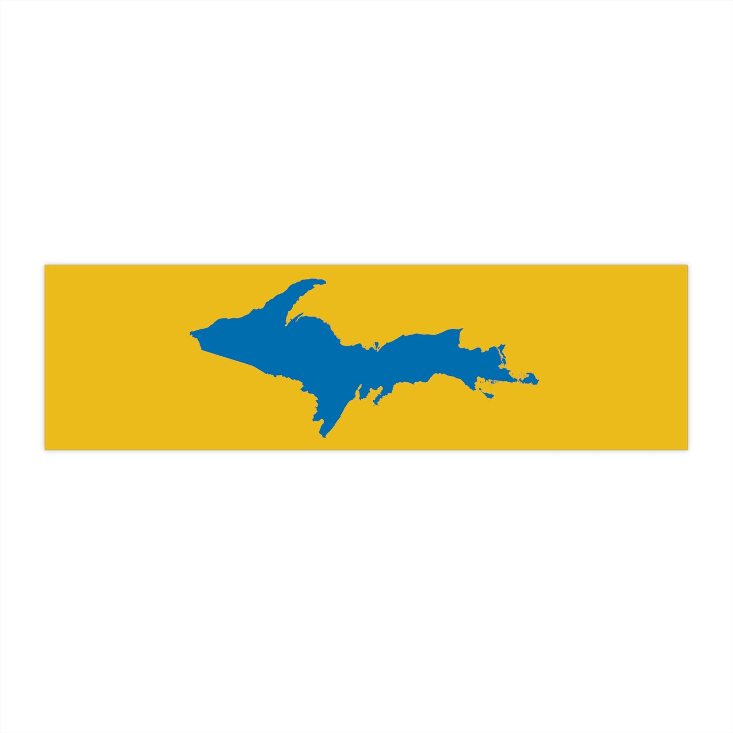 Michigan Upper Peninsula Bumper Sticker (w/ Azure UP Outline) | Gold Background