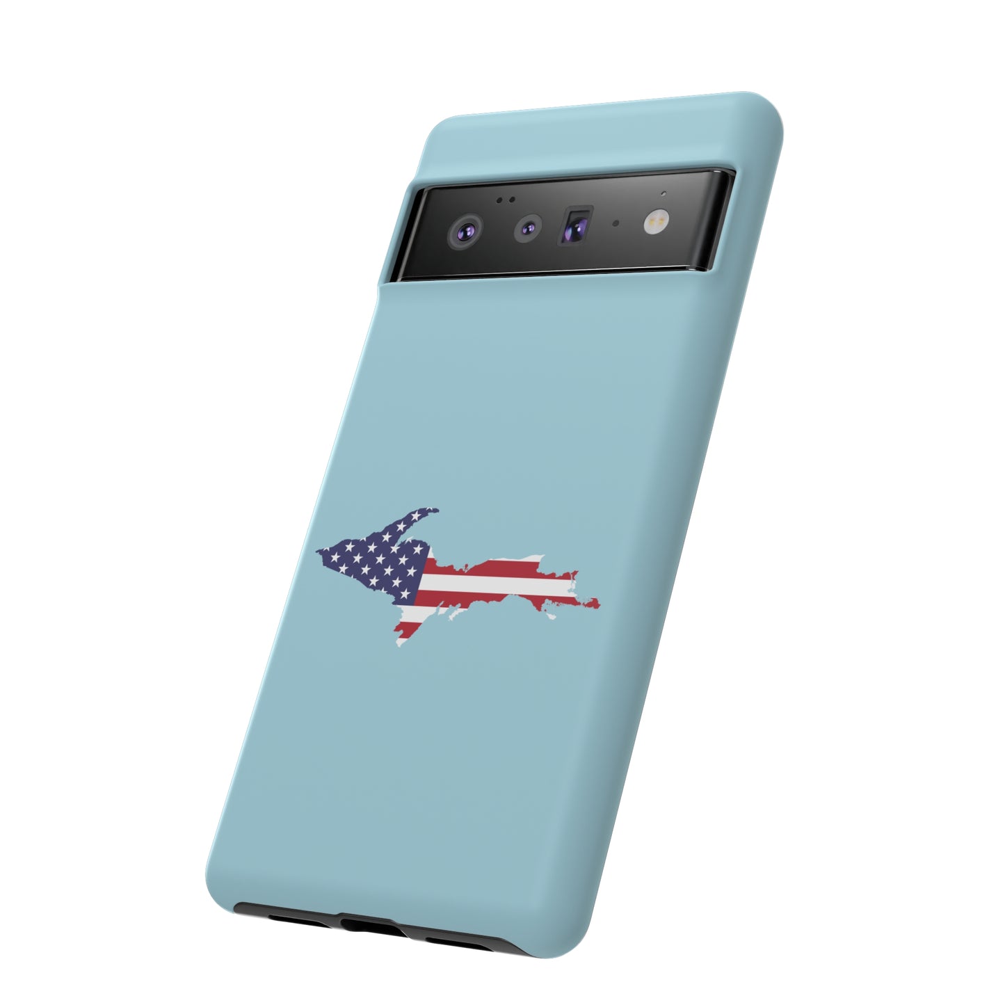 Michigan Upper Peninsula Tough Phone Case ('58 Caddie Blue w/ UP USA Flag Outline) | Samsung & Pixel Android