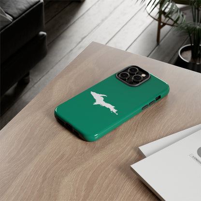 Michigan Upper Peninsula Tough Phone Case (Emerald Green w/ UP Outline) | Apple iPhone