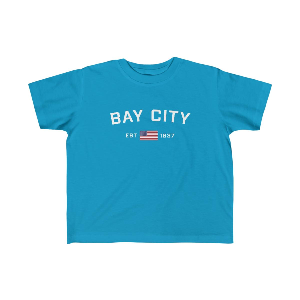 'Bay City EST 1837 ' T-Shirt  (w/USA Flag Font) | Toddler Short Sleeve - Circumspice Michigan