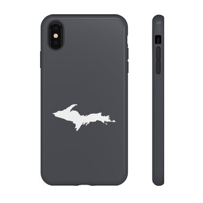 Michigan Upper Peninsula Tough Phone Case (Iron Ore Grey w/ UP Outline) | Apple iPhone