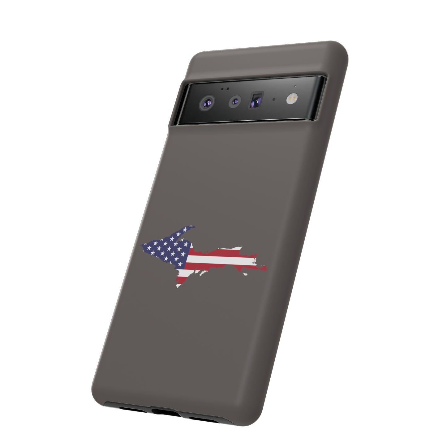 Michigan Upper Peninsula Tough Phone Case (Warren Tank Grey w/ UP USA Flag Outline) | Samsung & Pixel Android