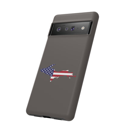 Michigan Upper Peninsula Tough Phone Case (Warren Tank Grey w/ UP USA Flag Outline) | Samsung & Pixel Android