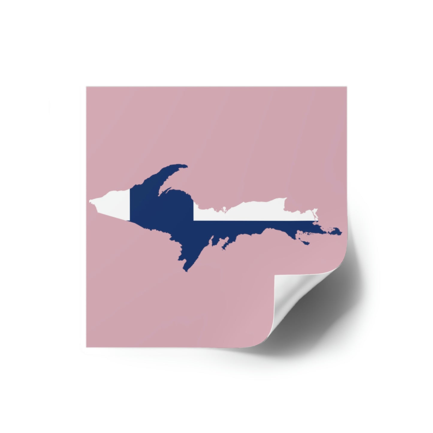 Michigan Upper Peninsula Square Sticker (Pink w/ UP Finland Flag Outline) | Indoor/Outdoor