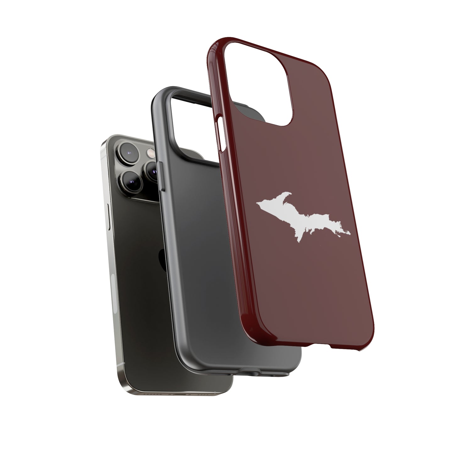 Michigan Upper Peninsula Tough Phone Case (Cherrywood Red w/ UP Outline) | Apple iPhone