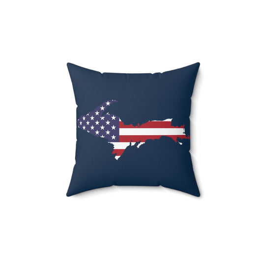 Michigan Upper Peninsula Accent Pillow (w/ UP USA Flag Outline) | Navy