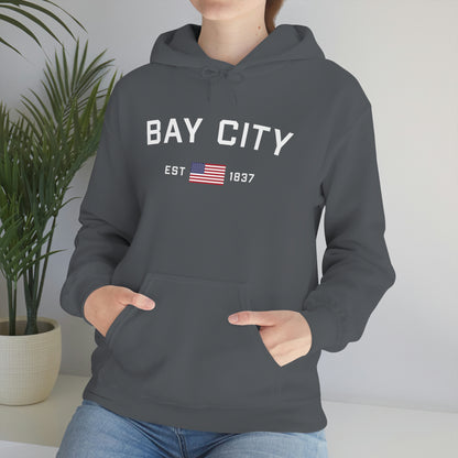 'Bay City EST 1837' Hoodie (w/USA Flag Outline) | Unisex Standard