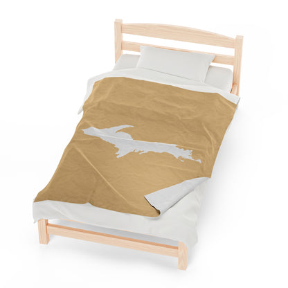 Michigan Upper Peninsula Plush Blanket (w/ UP Outline) | Maple Color