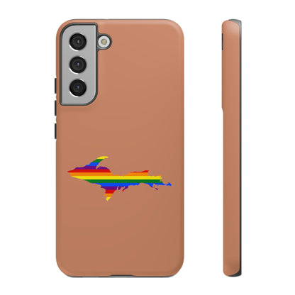 Michigan Upper Peninsula Tough Phone Case (Copper Color w/ UP Pride Flag Outline) | Samsung & Pixel Android