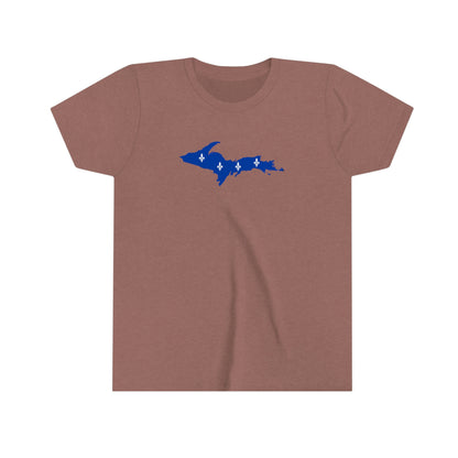 Michigan Upper Peninsula T-Shirt (w/ UP Quebec Flag Outline) | Youth Short Sleeve