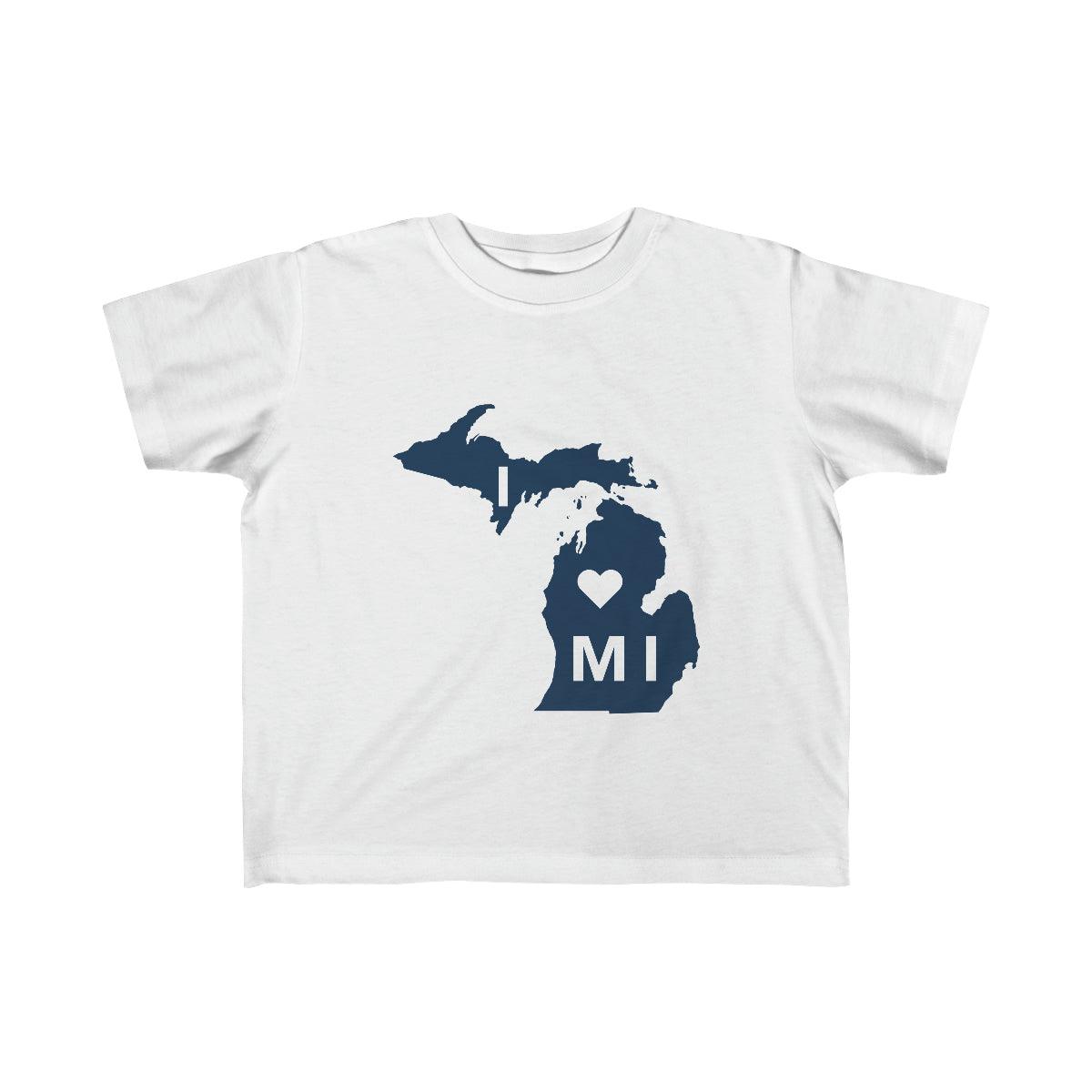 'I ♡ MI' T-Shirt  (w/ Michigan Outline) | Toddler Short Sleeve - Circumspice Michigan