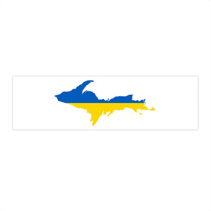 Michigan Upper Peninsula Bumper Stickers (w/ UP Ukraine Flag Outline) | White Background