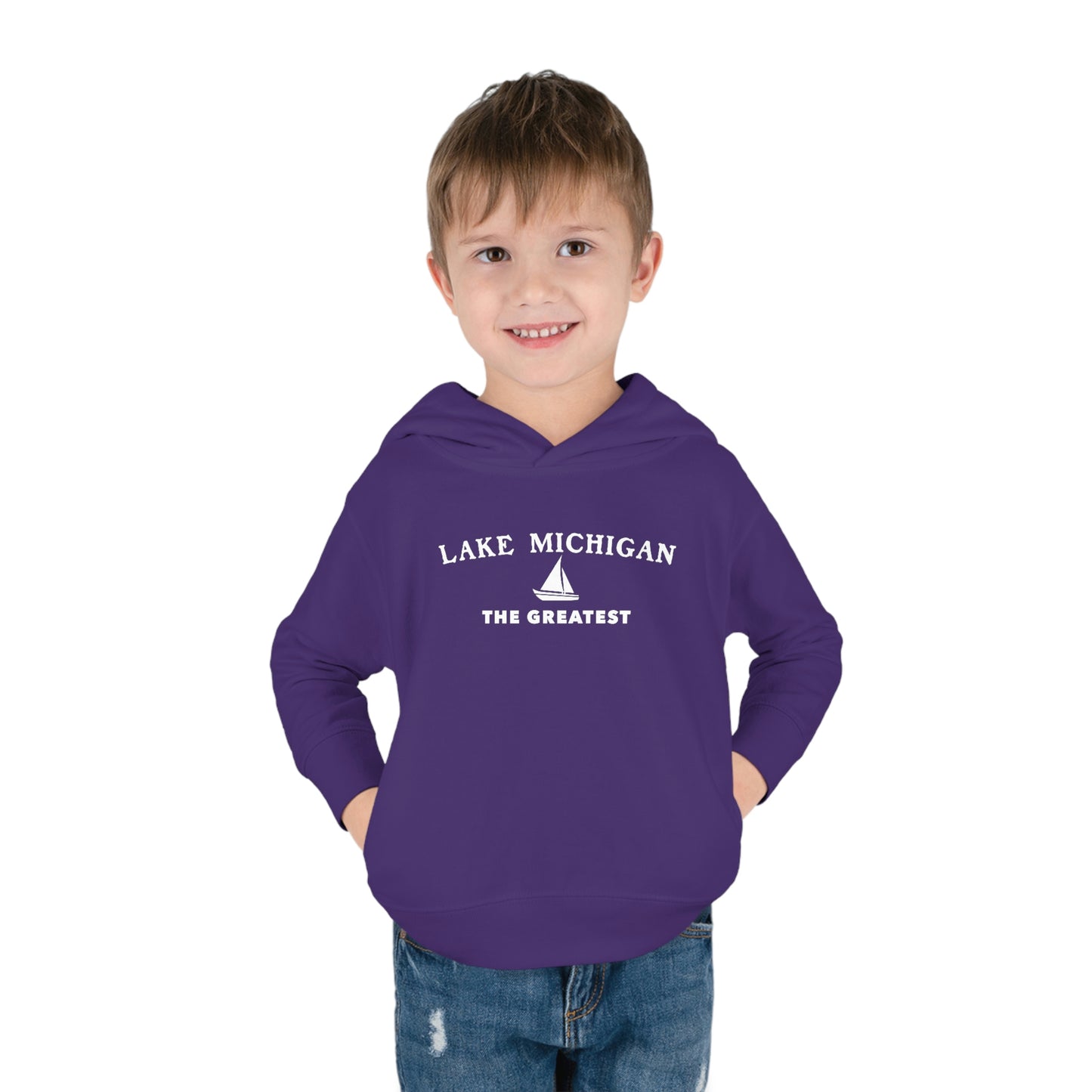 'Lake Michigan The Greatest' Hoodie (w/USA Flag Outline) | Unisex Toddler