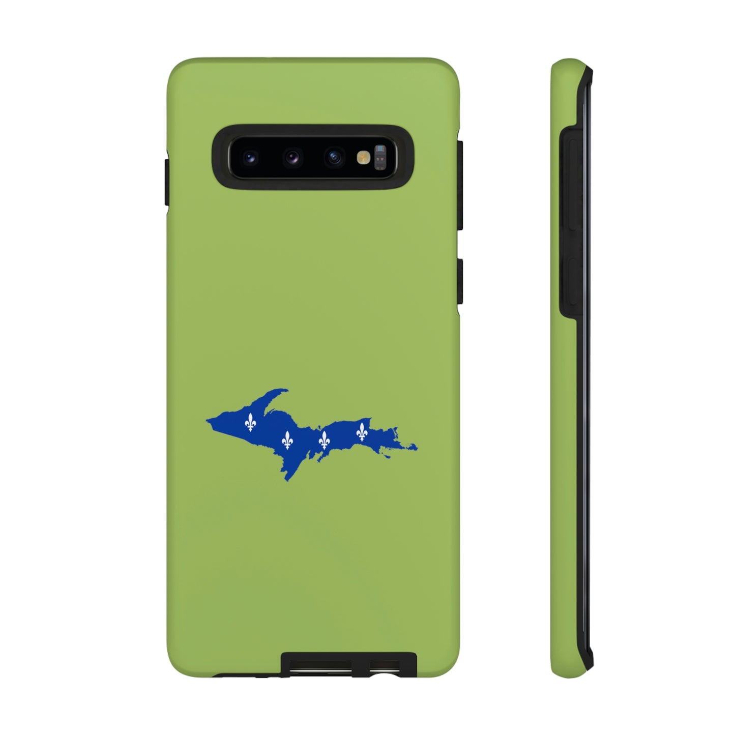 Michigan Upper Peninsula Tough Phone Case (Gooseberry Green w/ UP Quebec Flag Outline) | Samsung & Pixel Android