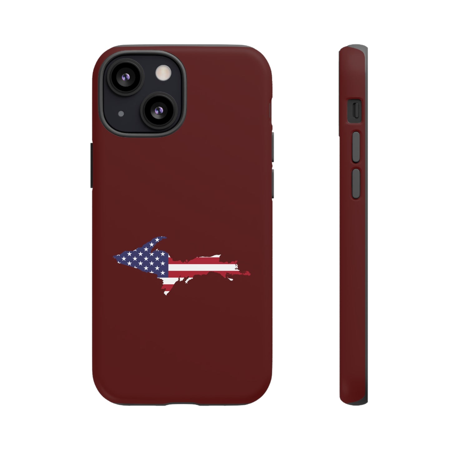 Michigan Upper Peninsula Tough Phone Case (Cherrywood Color w/ UP USA Outline) | Apple iPhone