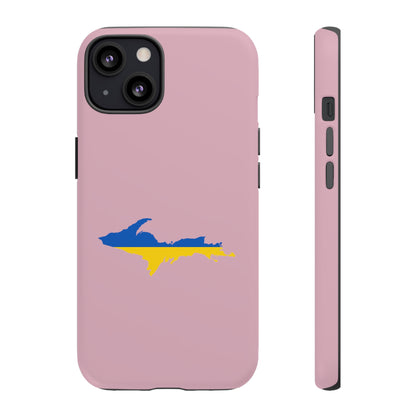 Michigan Upper Peninsula Tough Phone Case (Pink w/ UP Ukraine Flag Outline) | Apple iPhone