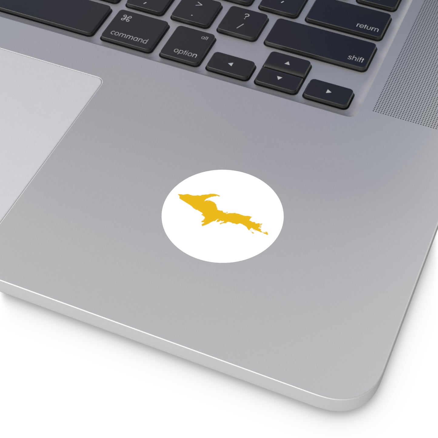 Michigan Upper Peninsula Round Stickers (w/ Gold UP Outline) | Indoor\Outdoor