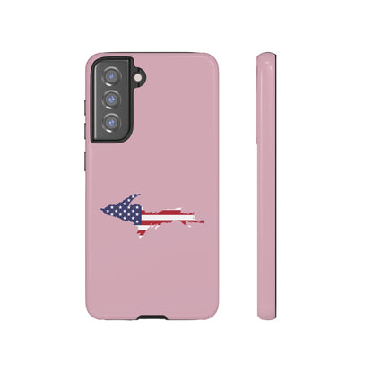 Michigan Upper Peninsula Tough Phone Case (Pink w/ UP USA Flag Outline) | Samsung & Pixel Android